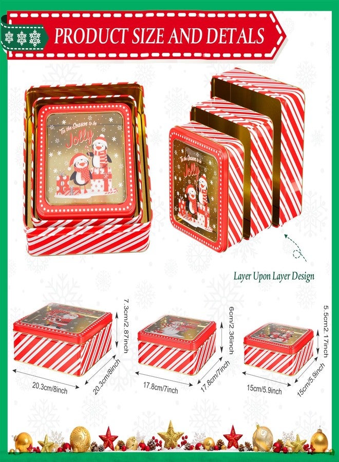 Lingvee 6 Pcs Christmas Cookie Tins with Lids for Gift Giving Metal Containers with Lids Christmas Cookie Tins Xmas Candy Boxes for Gift Giving & Holiday Treats, Large Medium Small(Cute) - Image 2
